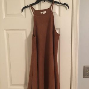 Camel, suede skater dress
